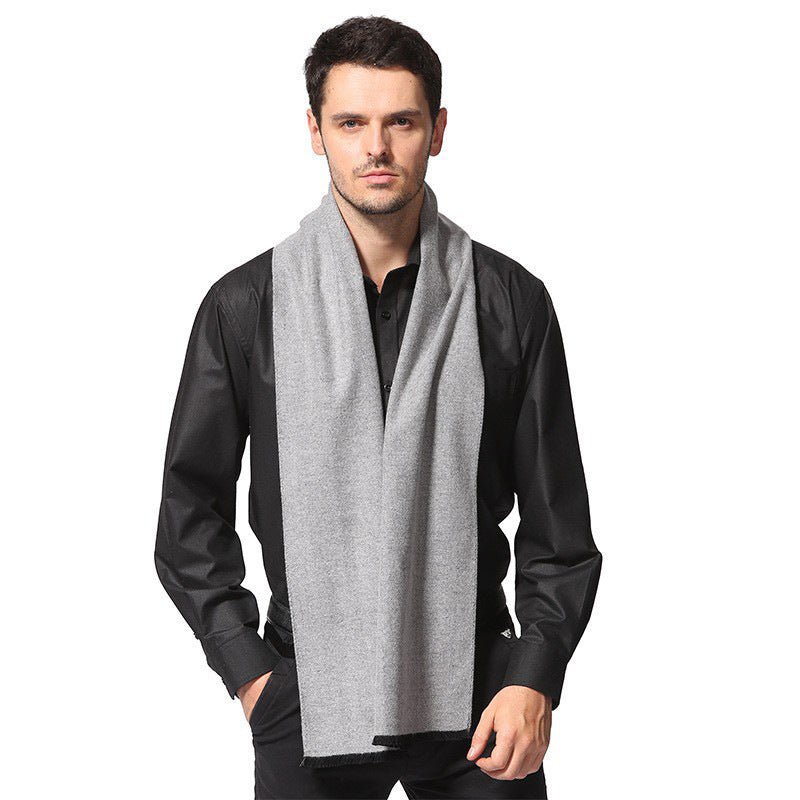 Men’s Double-Sided Silk Brushed Scarf 2025 Autumn Winter Warm