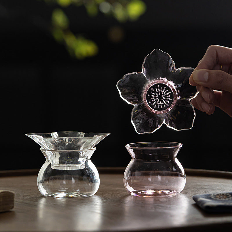 Petal Glass Tea Strainer Set Heat-Resistant Tea Filter