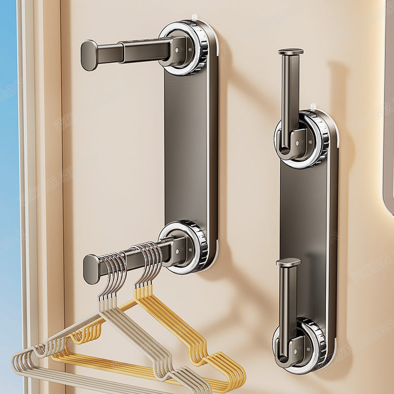 Folding Telescopic Clothes Rack – Suction Cup Wall-Mounted