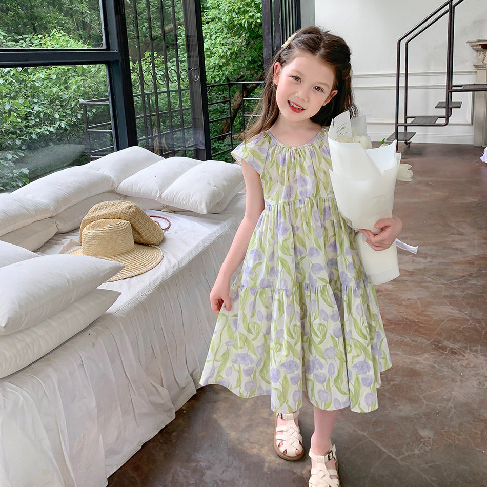 INSTOCK-Girls’ Cotton Floral Dress – Summer Princess Style