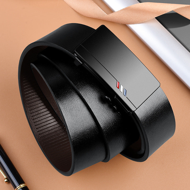 Toothless Auto Buckle Belt – Genuine Leather Comfort Fit