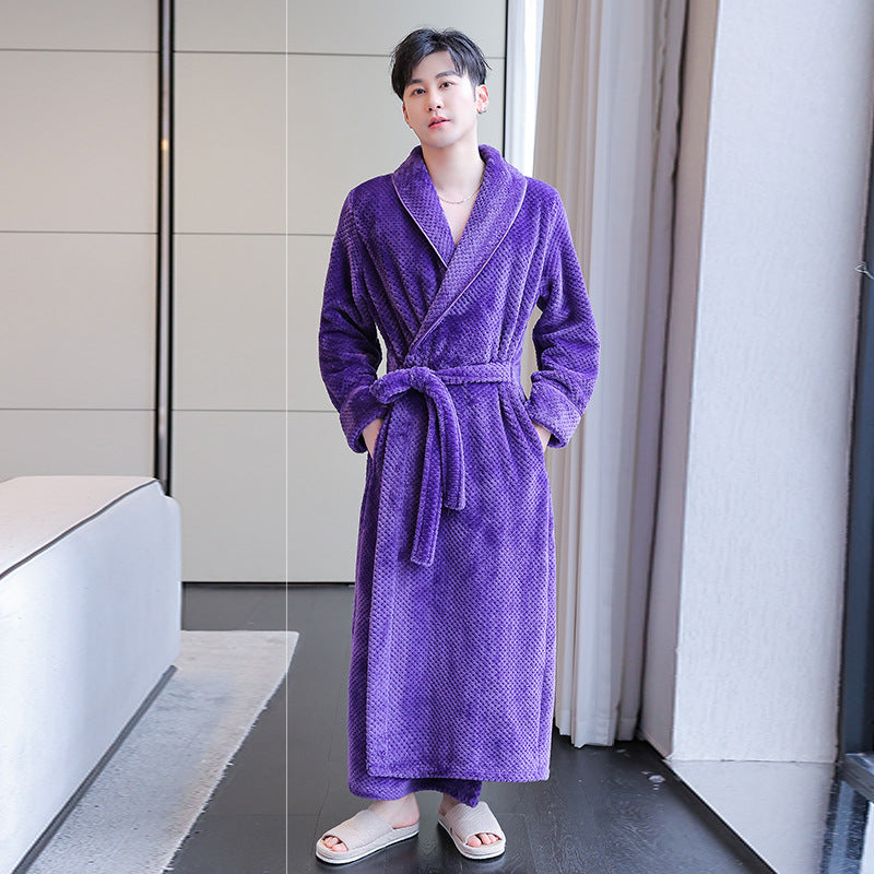Men’s Flannel Bathrobe – Warm Winter Long Couple Robe