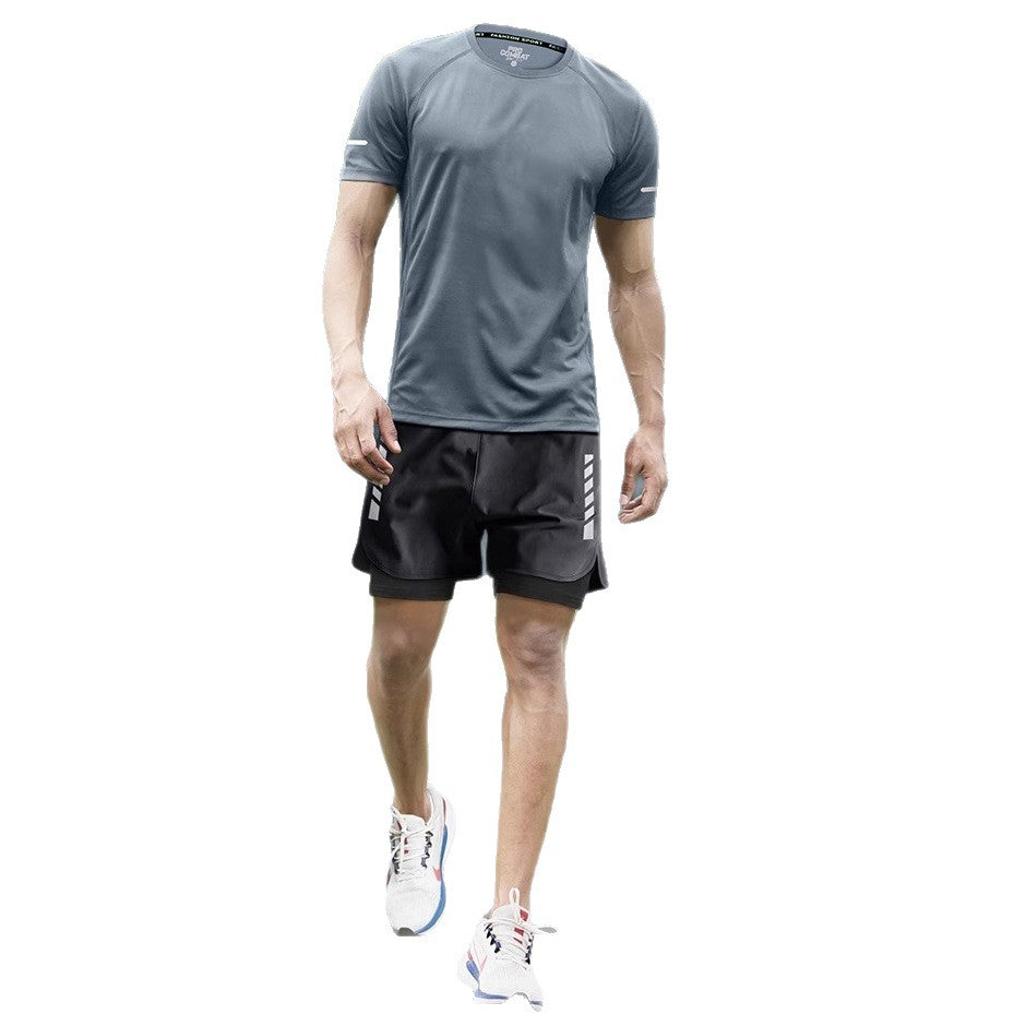 Men’s Summer Ice Silk Mesh Sports Shorts Set