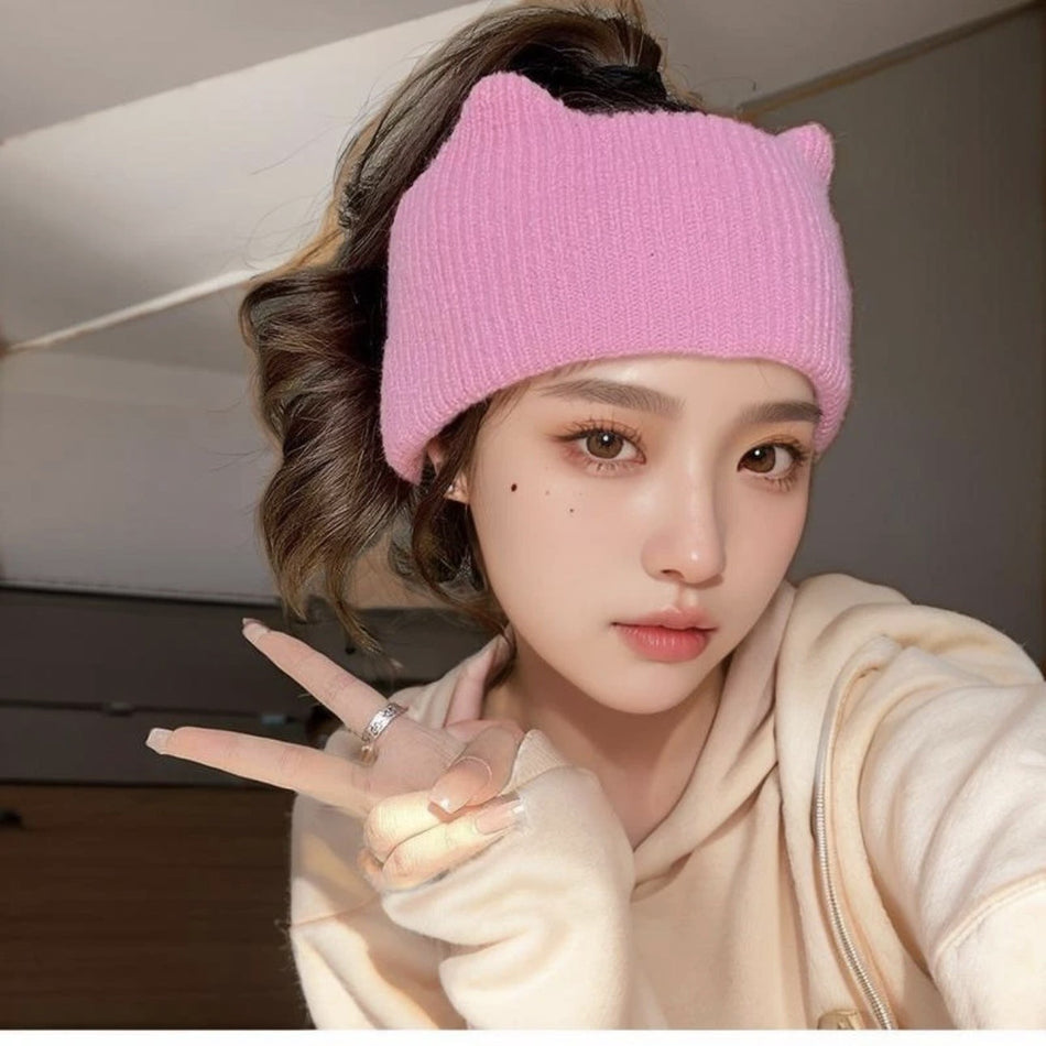 Autumn Winter Cute Cat Ear Knitted Hair Band Korean StylePro