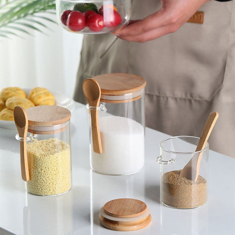 Glass Sealed Jar Set with Spoon & Lid