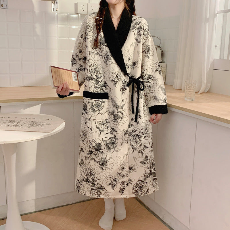 INSTOCK-Autumn Winter Cotton Nightgown Maternity Nursing Dress