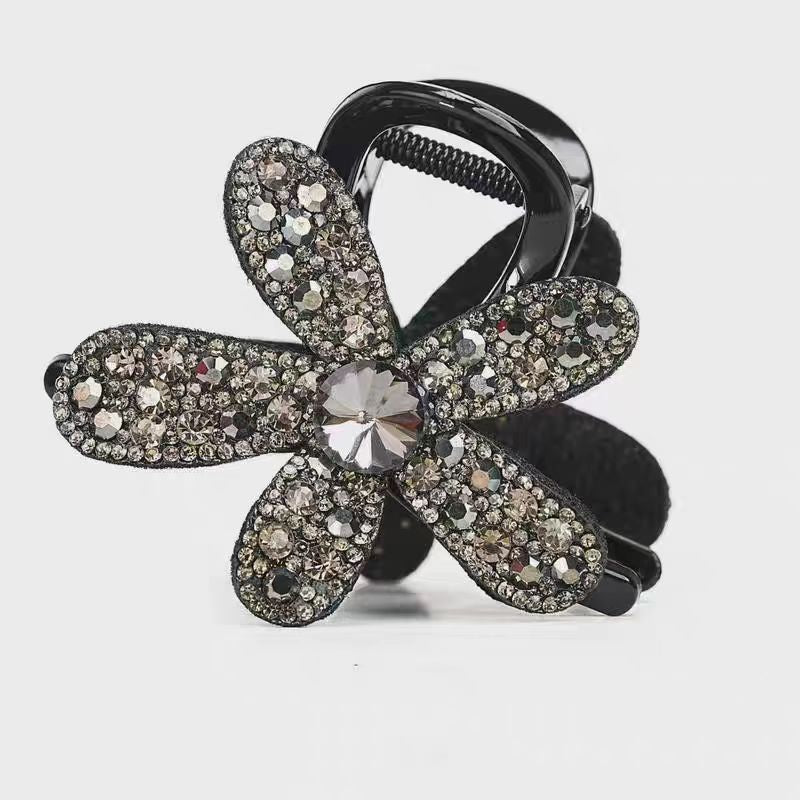 STOCK-Elegant Rhinestone Flower Hair Clip – Luxury Shark Style