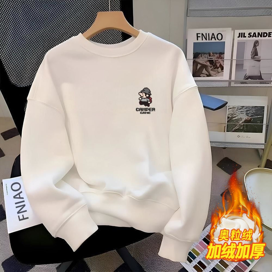 Loose Crew Neck Pullover Sweatshirt Men Autumn Winter Top