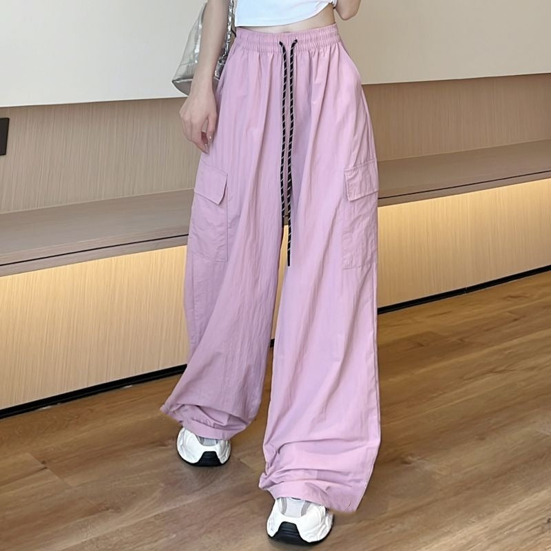 Women’s Pink High-Waist Wide-Leg Overalls