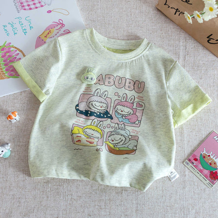 Girls Cartoon Cotton T-Shirt – Cute Summer Crewneck Top – T-Shirts – Image 9