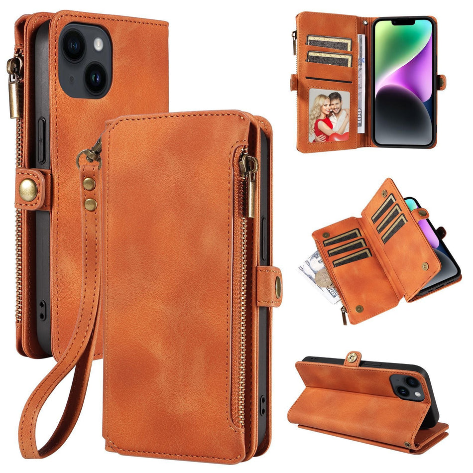 Zipper Wallet Leather Case for iPhone & Samsung