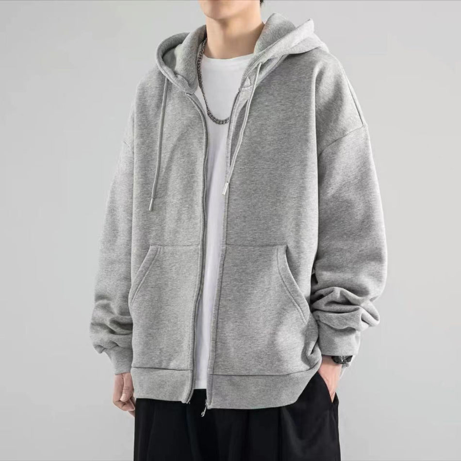 INSTOCK-Men’s 2025 Cardigan Hoodie – Autumn Velvet Zipper Jacket