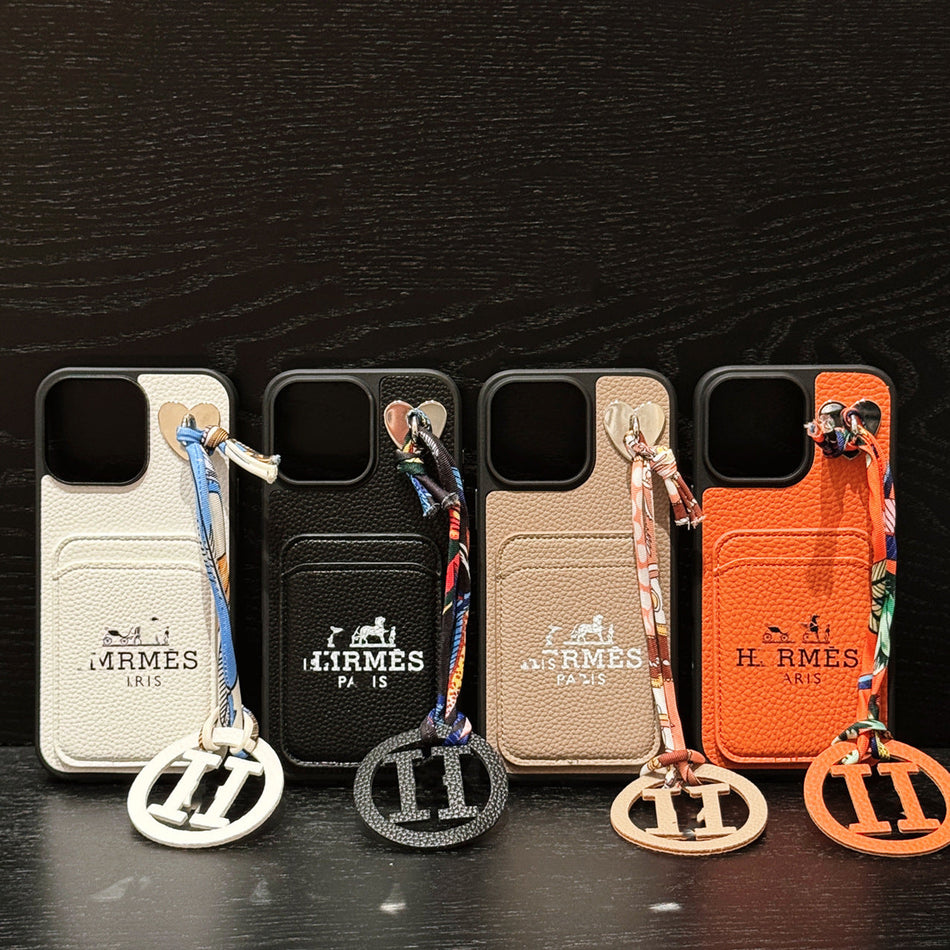 Pebbled Luxury Card-Insert Pendant Case