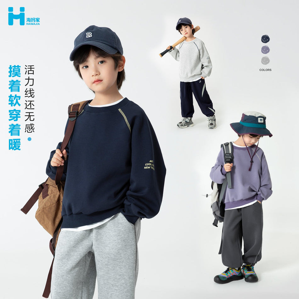 Boys’ Casual Pullover Sweatshirt – Autumn & Spring Wear