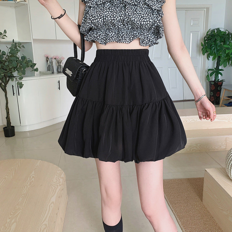 High-Waisted Pleated A-Line Skirt for Women with Lining