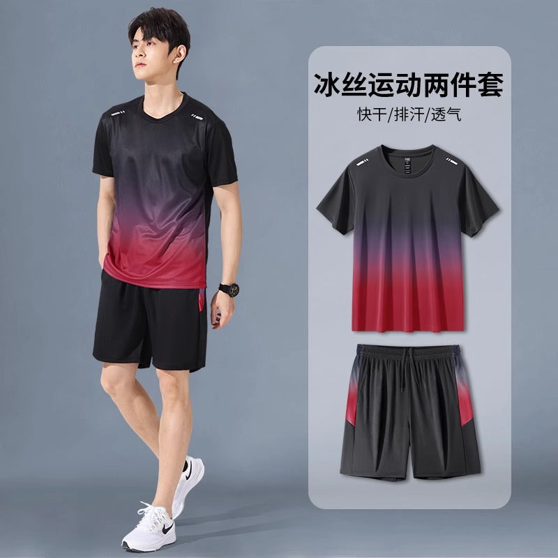 STOCK-Men's Ice Silk Quick-Dry Sports Set – Summer Activewear