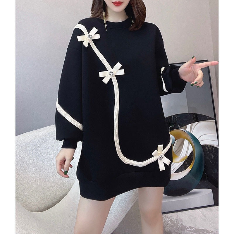 Plus Size Women’s Loose Bow Dress – Elegant & Comfortable