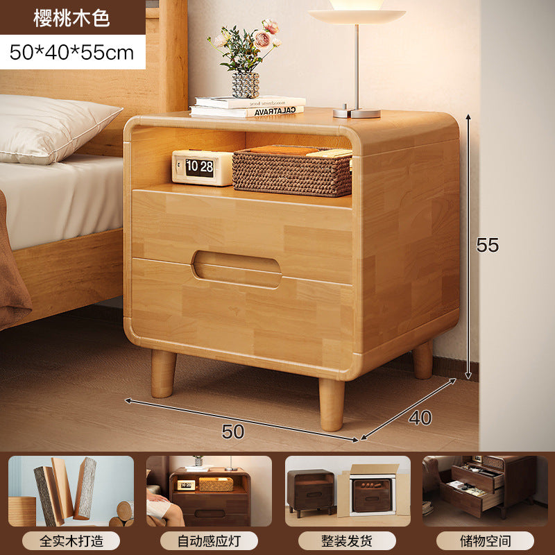 Solid Wood Bedside Storage Cabinet for Bedroom