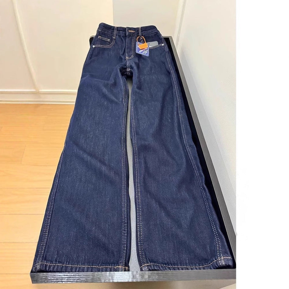 Dark Blue Plus-Size Fleece Jeans