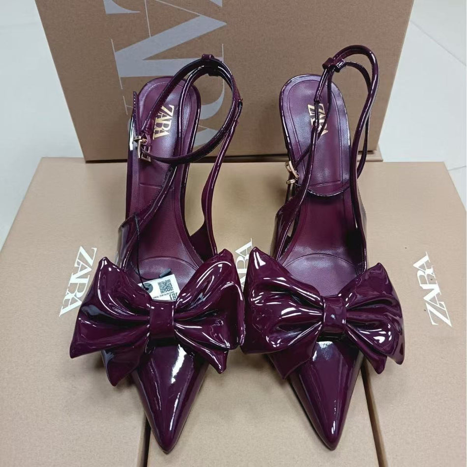 2026 Red Bow Stiletto Sandals – French Style Women’s Heels