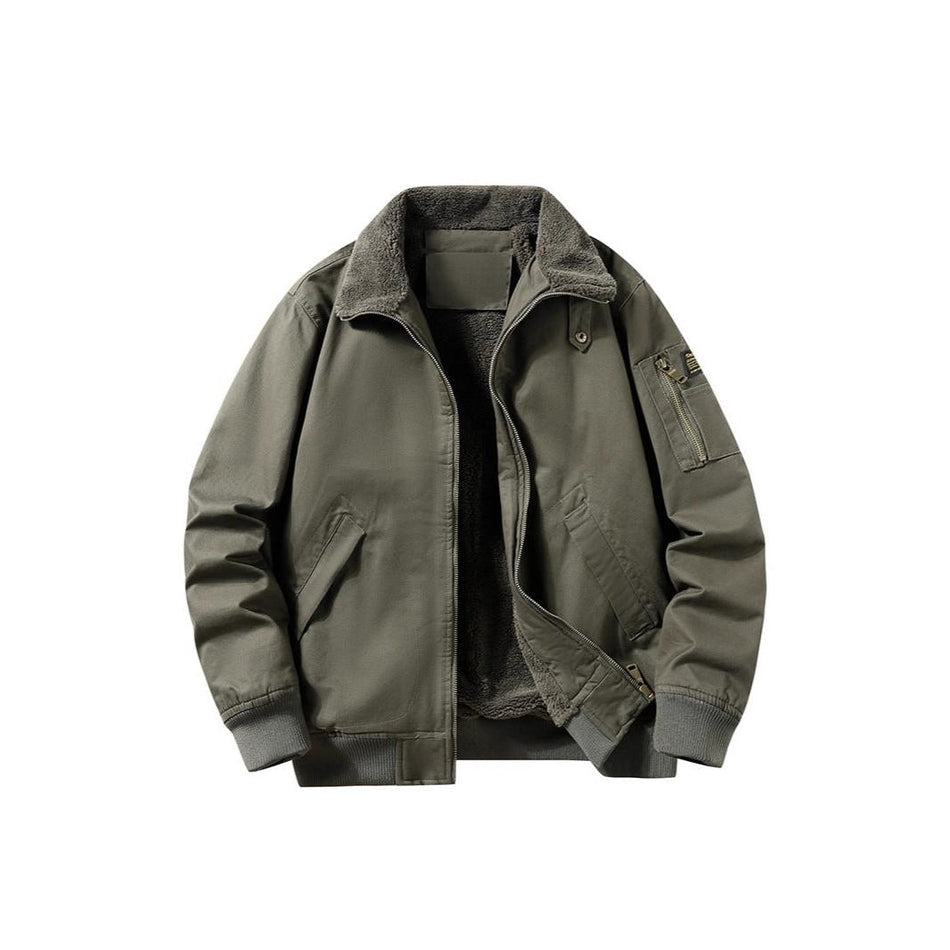 Men’s Winter Velvet Bomber Jacket Thickened Large Size