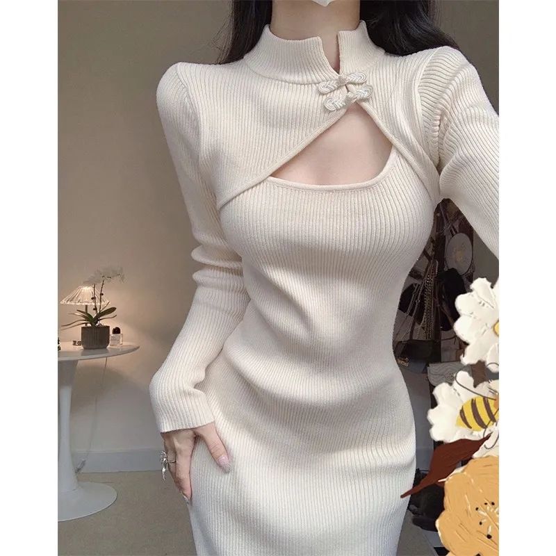 Retro Chinese Vertical Collar Cheongsam Slim Fit Long