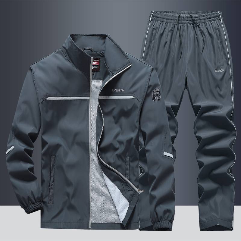 STOCK-Men’s Spring-Autumn Loose Sports Suit Large-Size Lapel Set