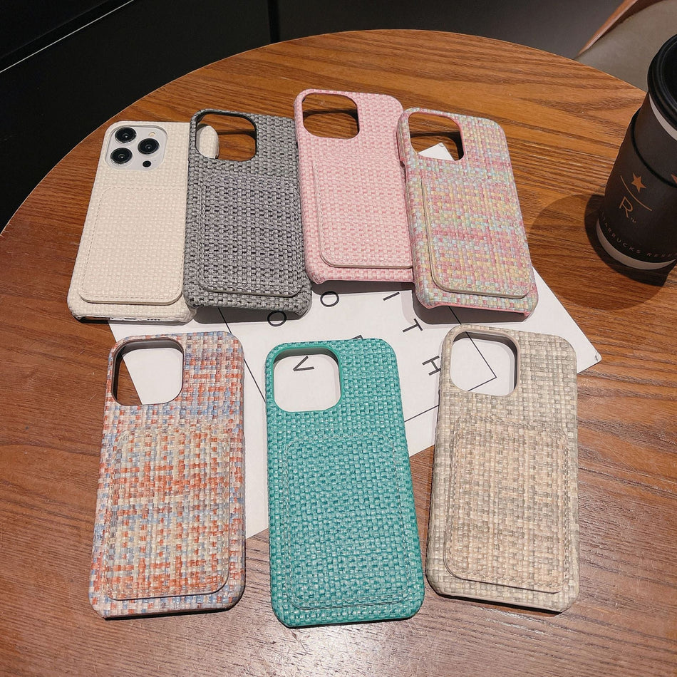Woven Ribbon Card Holder Case – iPhone 15 & Huawei Mate 60 Pro