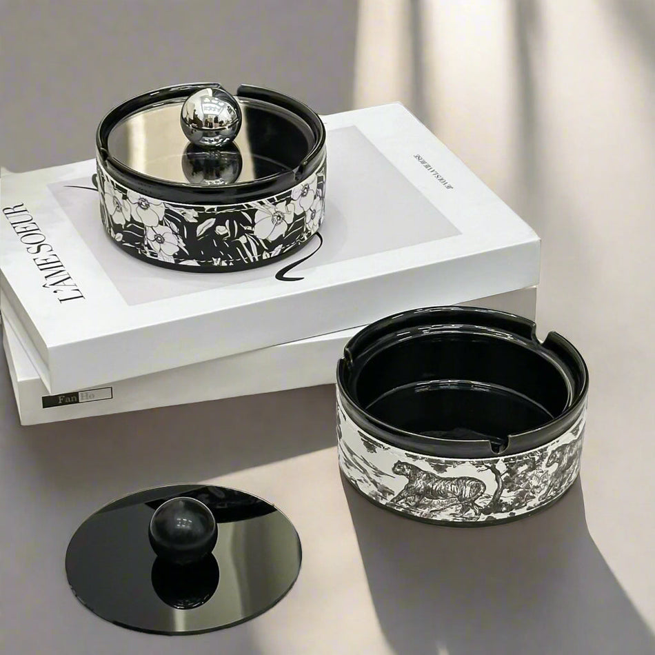 Retro French Ceramic Ashtray – Flower & Bird Design