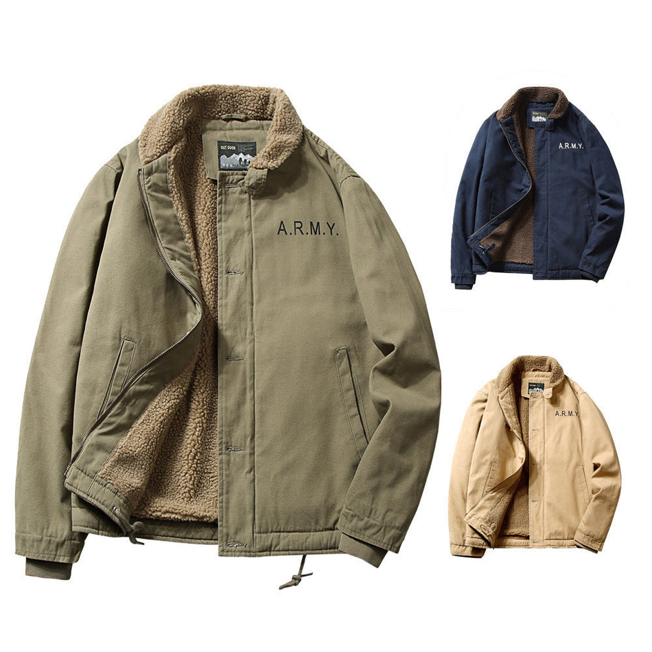 Men’s 2025 Lamb Wool Hooded Thickened Winter Jacket