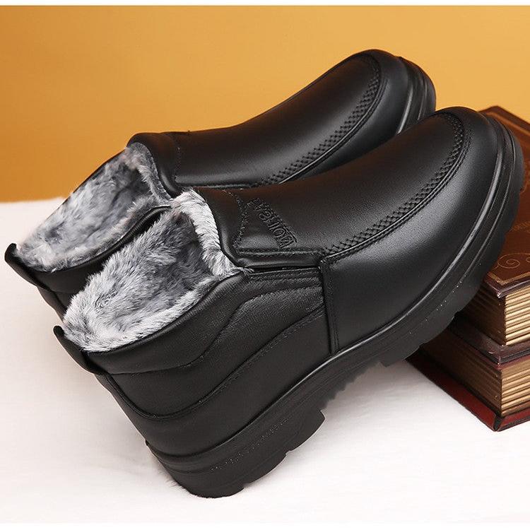 Men’s Winter Fleece-Lined Slip-On Leather Boots