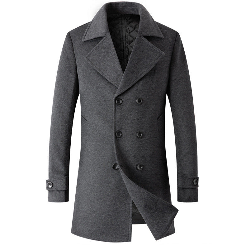 Men’s Thickened Cotton Wool Coat – European Style Lapel