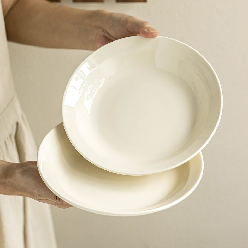 Cream Ceramic Deep Plate for Household & Western Dining
