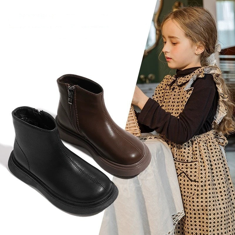 Kids Lightweight Leather Boots Soft Sole Princess Style