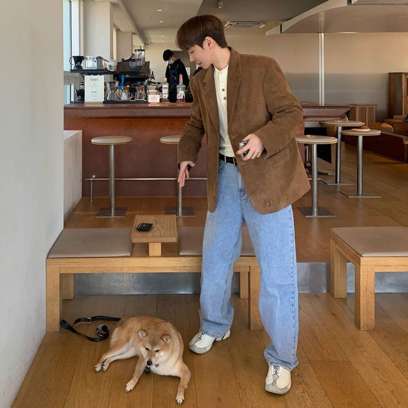 Loose Korean Men’s Casual Suit Jacket – High-End Spring Style