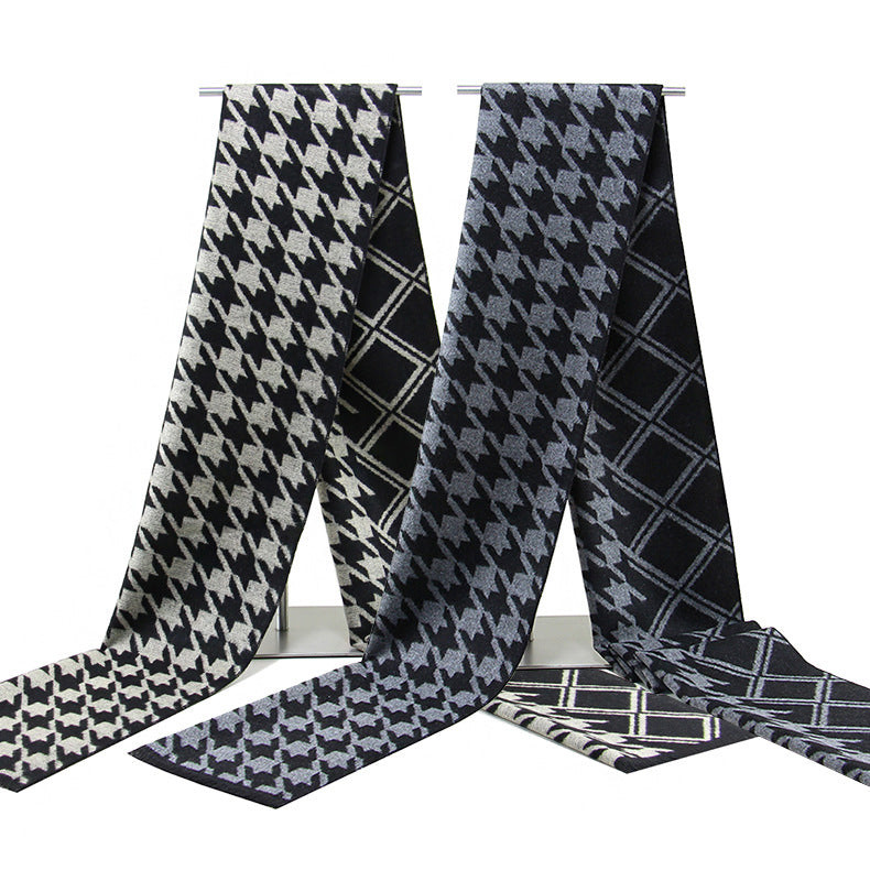 Men’s Houndstooth Scarf 2025 Winter Thick Warm Casual Fashion