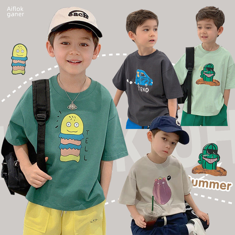 Kids Cartoon Cotton Summer T-Shirt – Korean Style