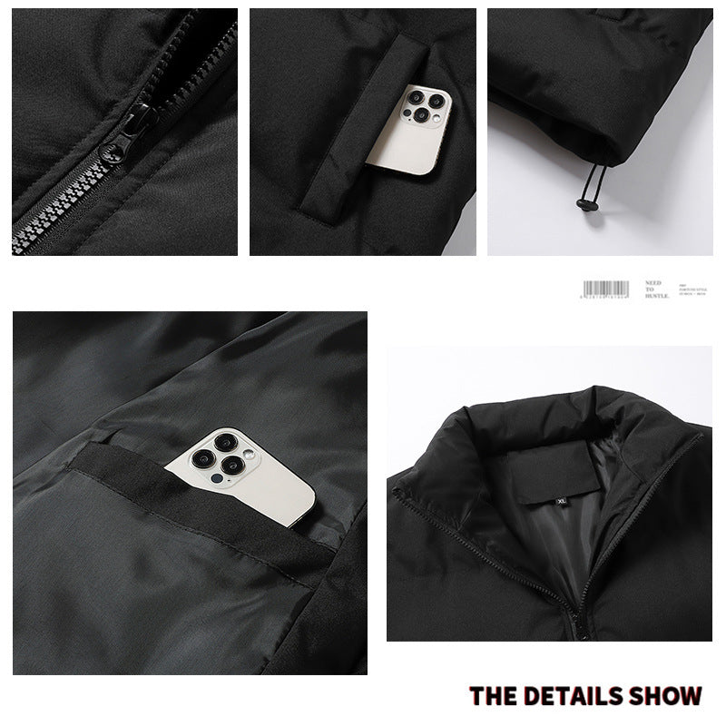 STOCK-Men’s Sports Trend Puffer Jacket – Stand Collar Winter Coat