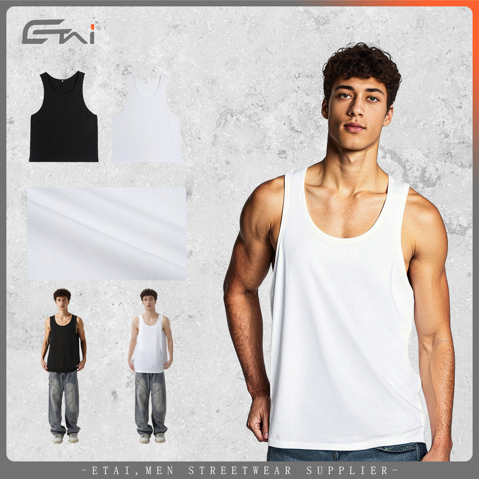 ETAI Men's American Sports Sleeveless Loose Solid Color Vest
