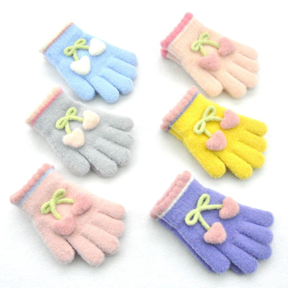 Kids Plush Bow Gloves