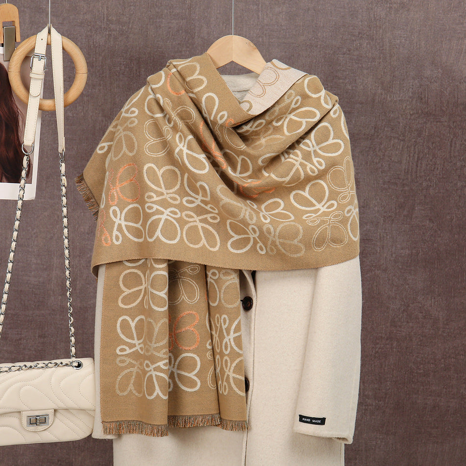 Winter Geometric Imitation Cashmere Scarf