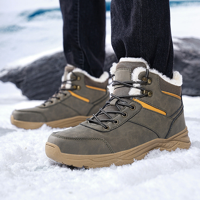 STOCK-Men’s Plus Size Winter Fleece-Lined Snow Boots – Warm