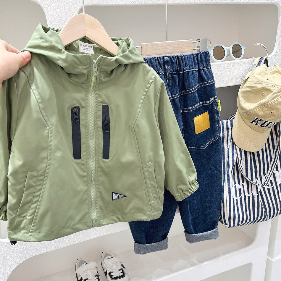 Boys’ Solid Color Jacket – 2025 Spring Trendy Outerwear
