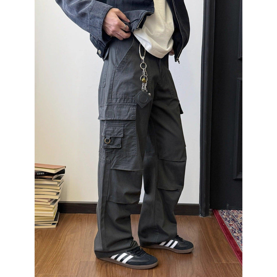 Men’s Retro Multi-Pocket Pants – Loose Casual Trendy