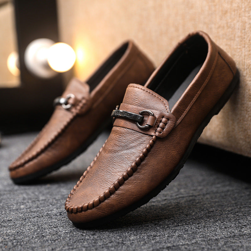 Men’s Low-Top Leather Loafers – Soft Sole Handmade Business Shoes