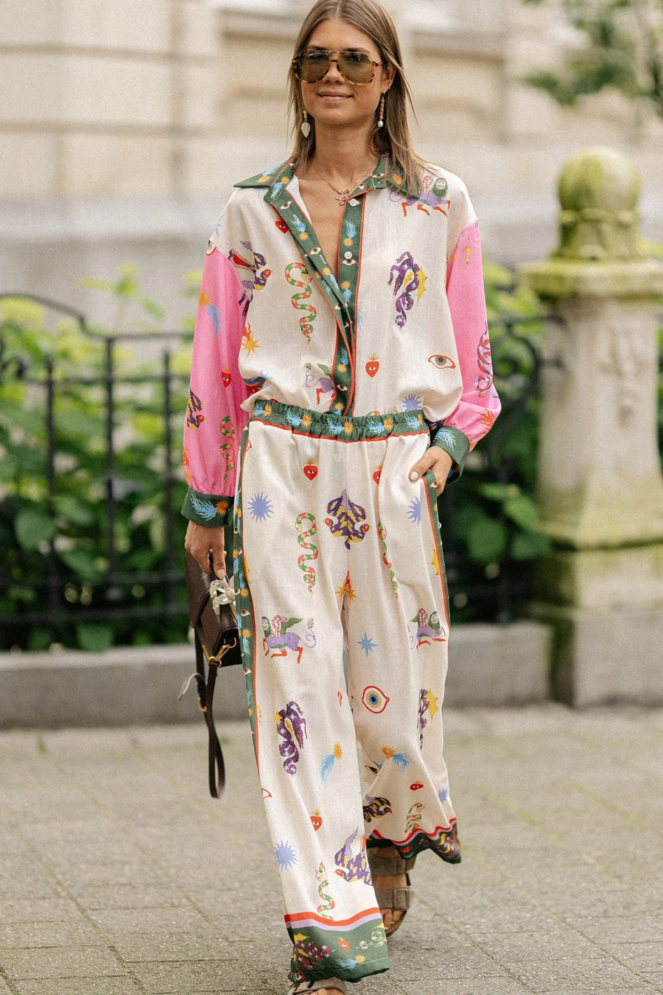 Abstract Printed Two-Piece Set - 2026 "INS" Casual Lounge Suit
