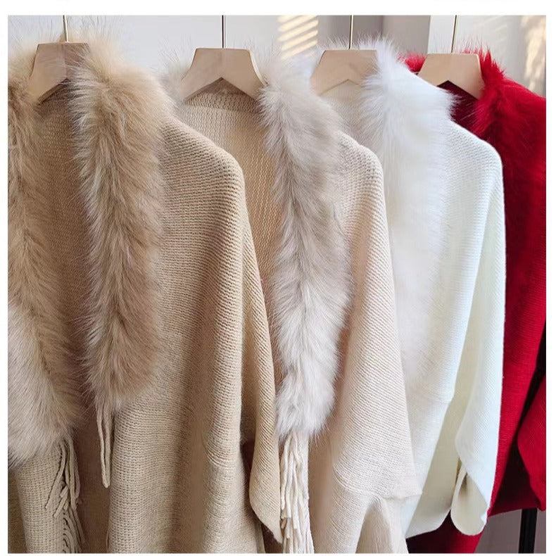 Korean Style Fur Collar Shawl