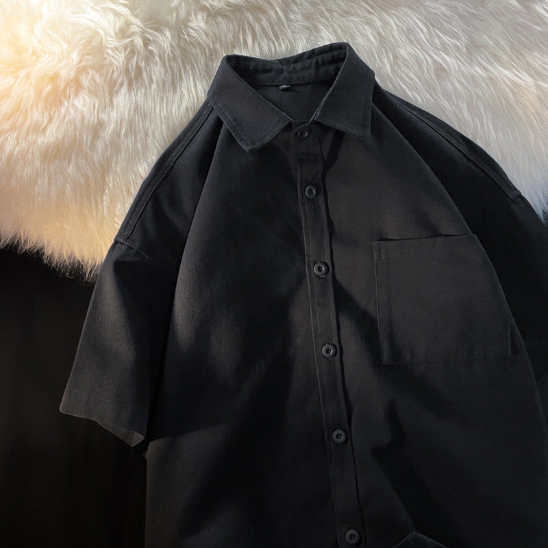 STOCK-Japanese Workwear Short-Sleeved Shirt – Stylish &