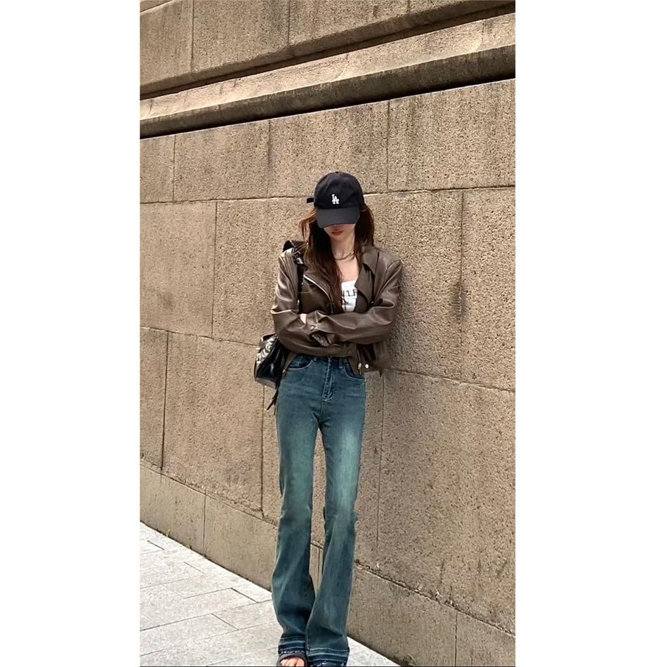 Women European Style PU Leather Short Biker Jacket