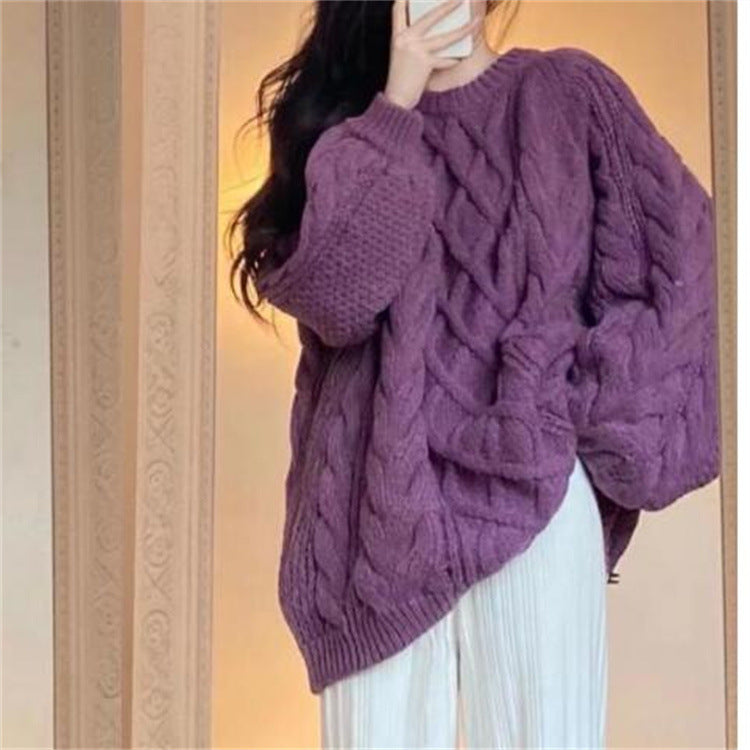 STOCK-Women’s Twist Knit Pullover Sweater